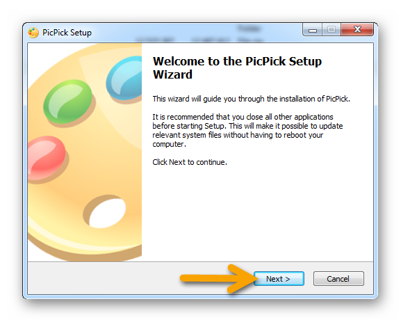 Начало установки программы ПикПик