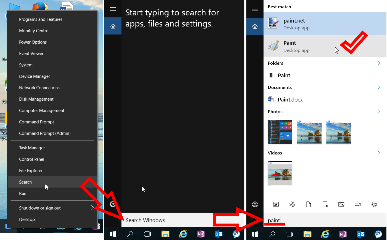 Поиск программы Paint в Windows 10